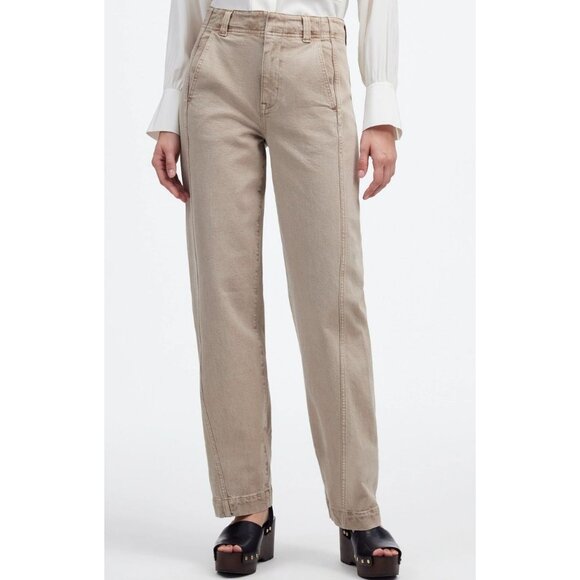 Madewell Womens Tan Tapered Demin Trousers Jeans size 27 Preppy Neutral - Picture 1 of 11